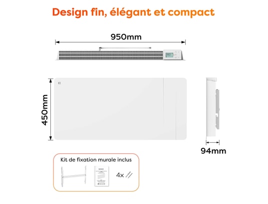 CIARRA - Radiateur inertie Radiateur connecté inertie sèche céramique 2000w cdhtd20a-w