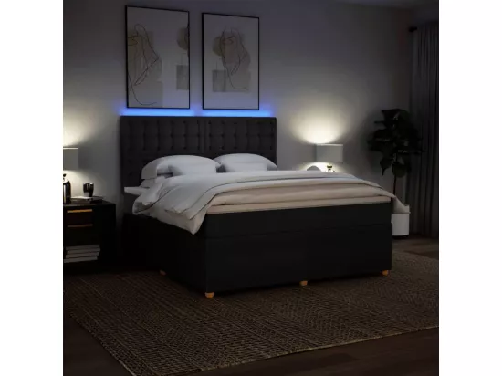 Sommier à lattes de lit avec matelas Noir 180x200 cm Tissu