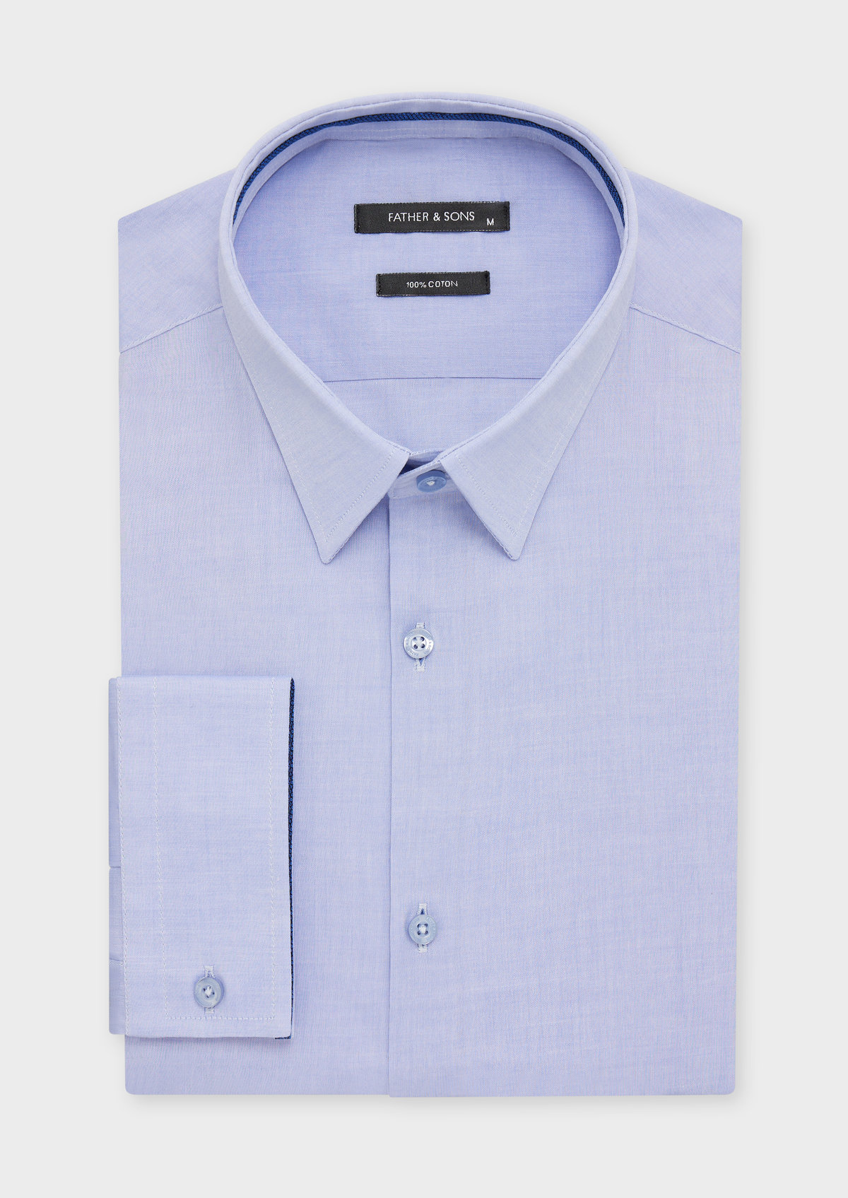 Chemise habillée Slim en popeline de coton uni bleu chambray