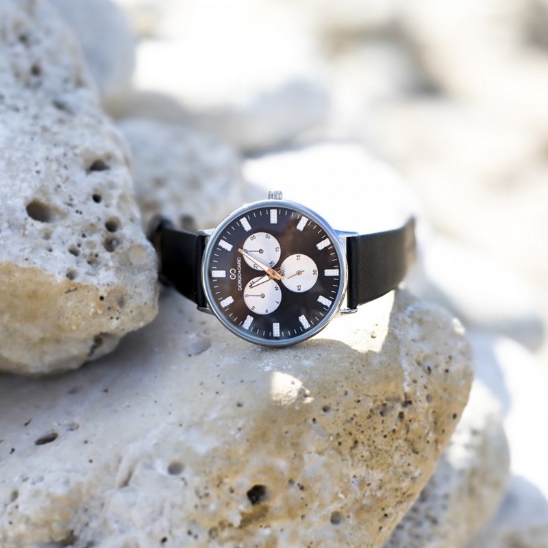 Coffret montre Homme GIORGIO bracelet Cuir Noir
