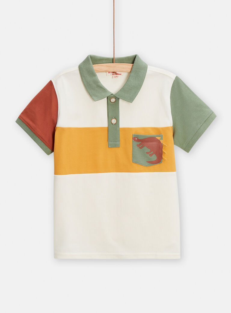 Polo color block avec animation dinosaures pour garçon