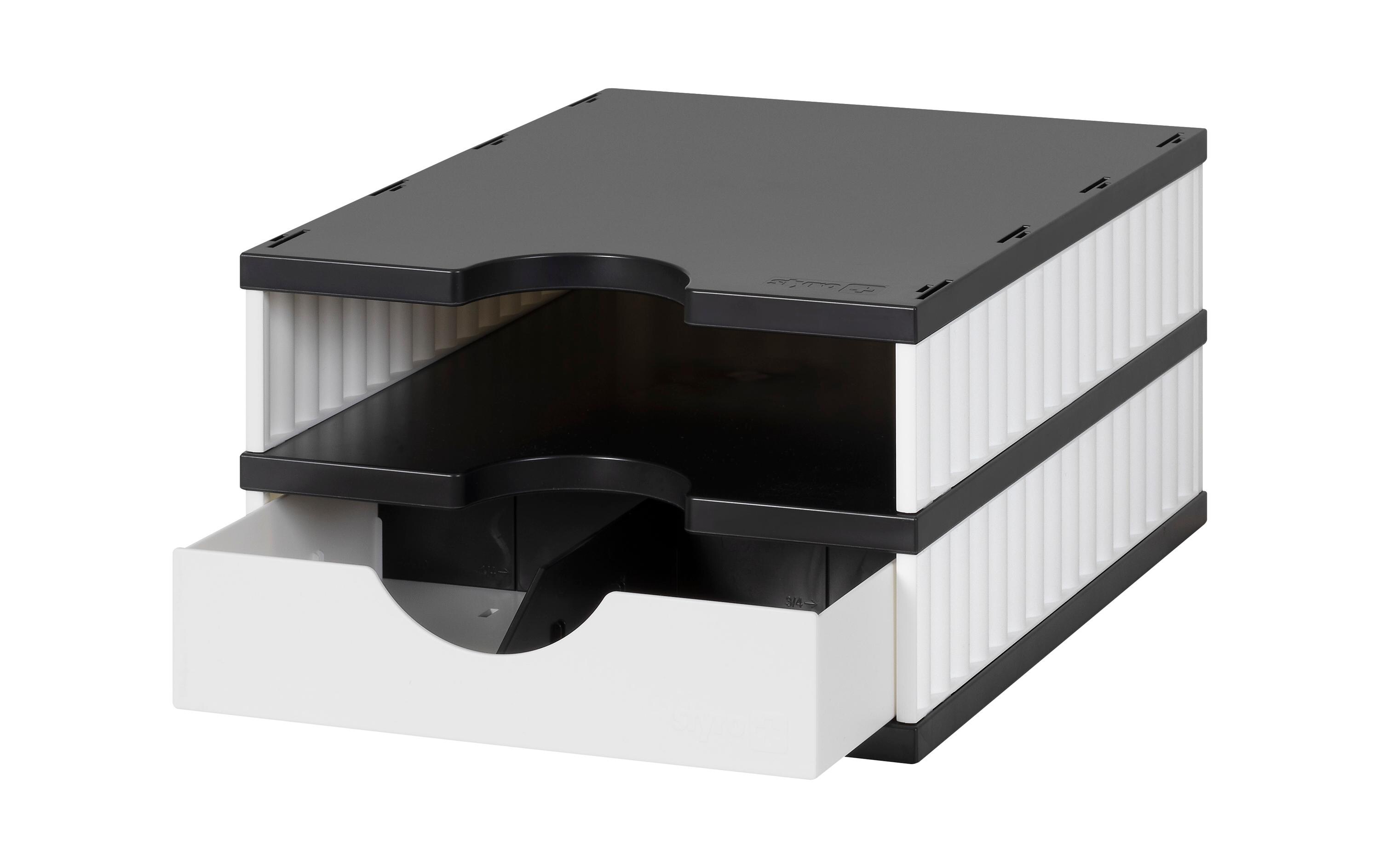 Schubladenbox Styrodoc Uno Weiss/SchwarzSystem Schubladen fürs Büro
