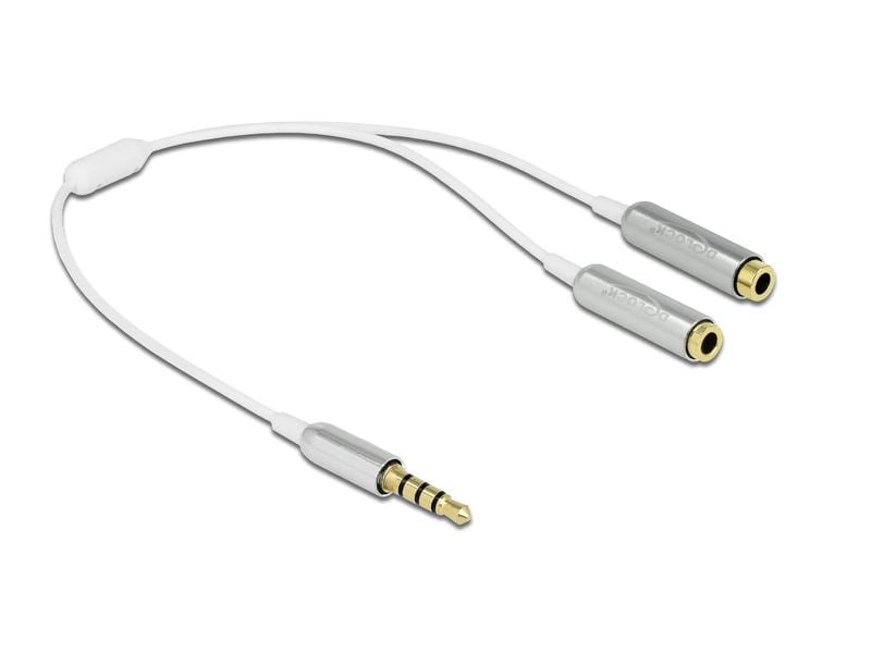 Delock Audio-Kabel Klinke 3.5 mm, male – female, 0.25 m Wei Delock Kabel Audio Splitter Klinkenstecker 3.5 mm 4 Pin > 2 x Klinkenbuchse 3.5 mm 4 Pin 25 cm