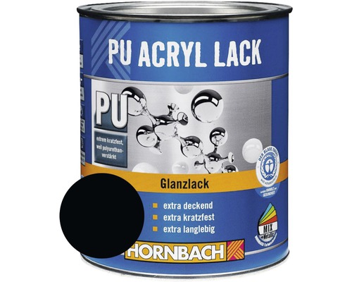 HORNBACH Kleurverf PU Acryllak Glanzend RAL 9005 Jet Black 750 ml