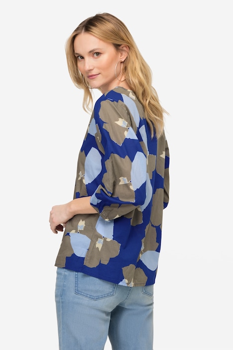 Bluse, Blüten Print, 3/4-Ärmel