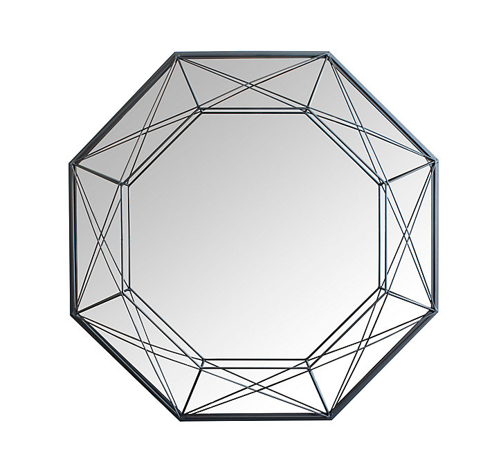 Miroir filaire en métal noir Ariane Ø65 x P.6 x ep.6cm