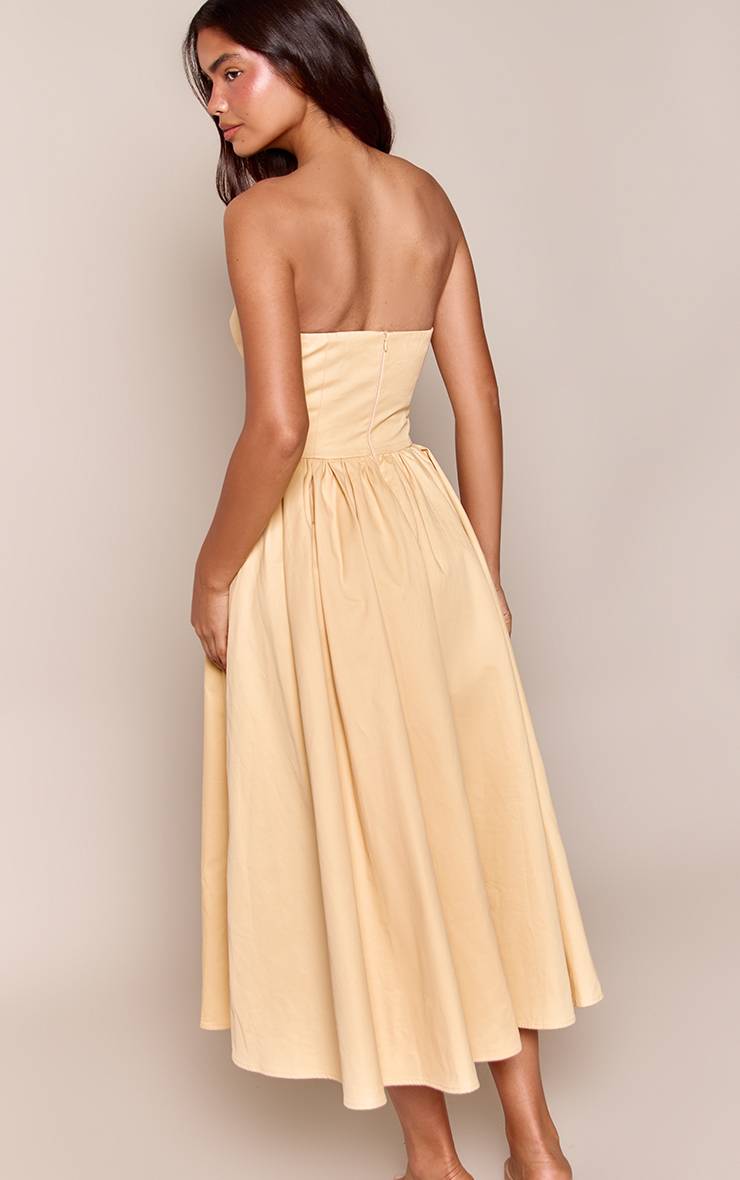 Citron Robe Midaxi Patineuse Froncée À Bandeau En Tissu Tissé