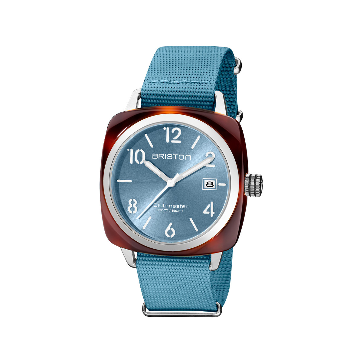 Montre BRISTON clubmaster classic hms homme bracelet tissu bleu clair