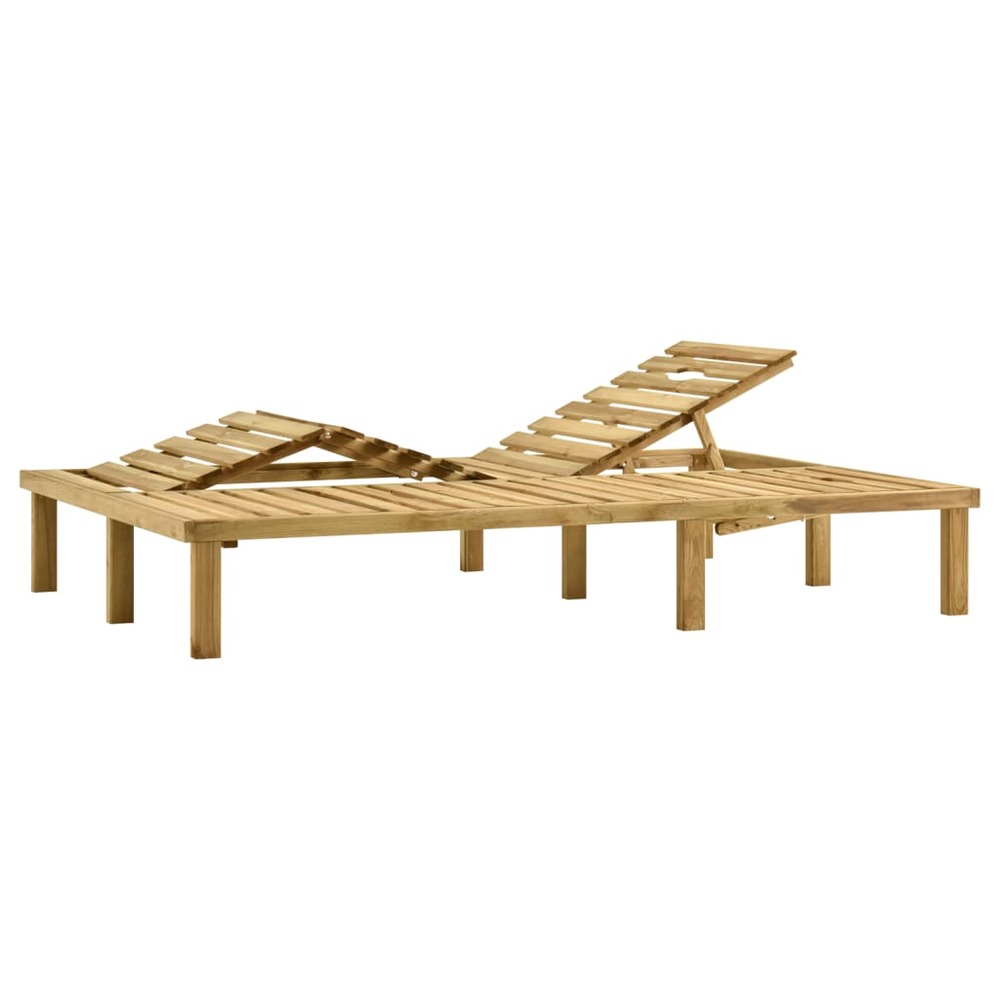 Transat chaise longue bain de soleil lit de jardin terrasse meuble d'extérieur double bois de pin imprégné de vert