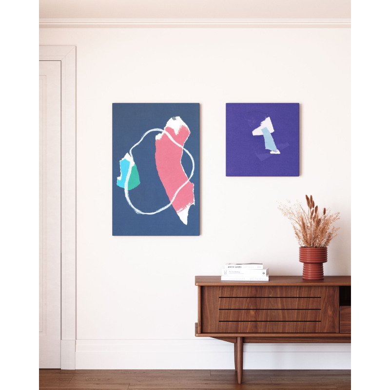 Toile abstrait Zoeli bleu et rouge 60 x 90 cm