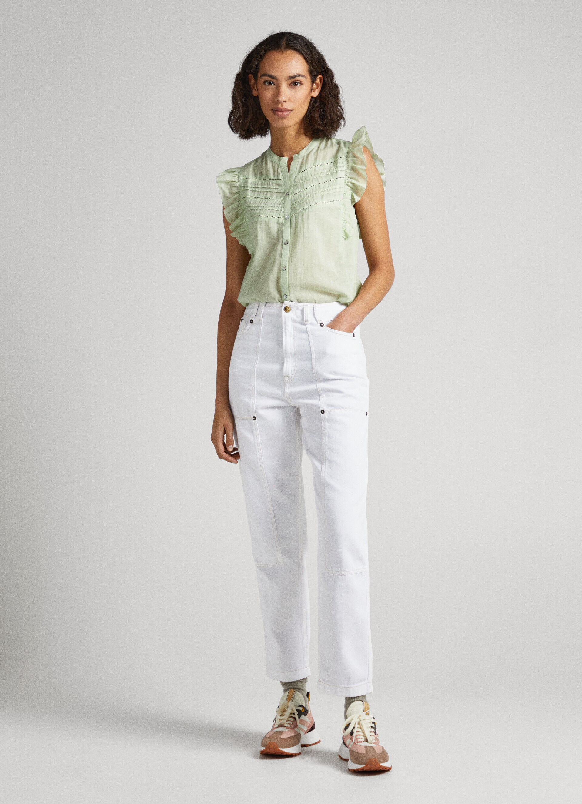 Blusa com mangas borboleta - verde claro