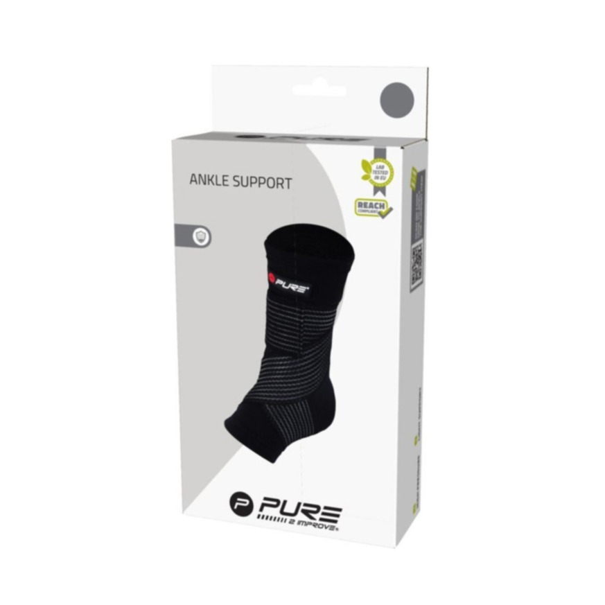 (Gr. S) Elastische Knöchel Bandage Sprunggelenk Crossfit Sport Fussstütze - Schwarz