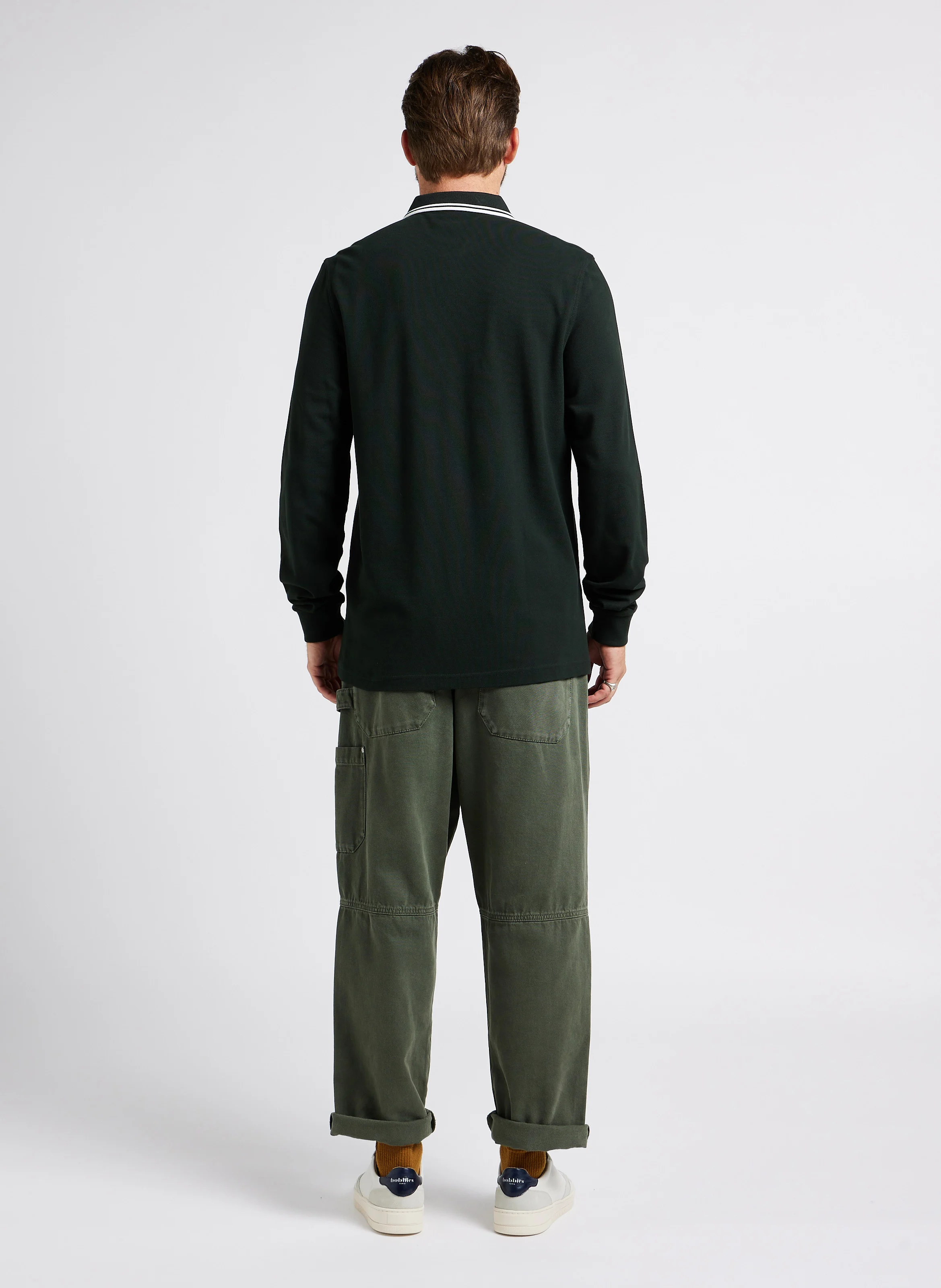 Polo manches longues en coton piqué | Vert
