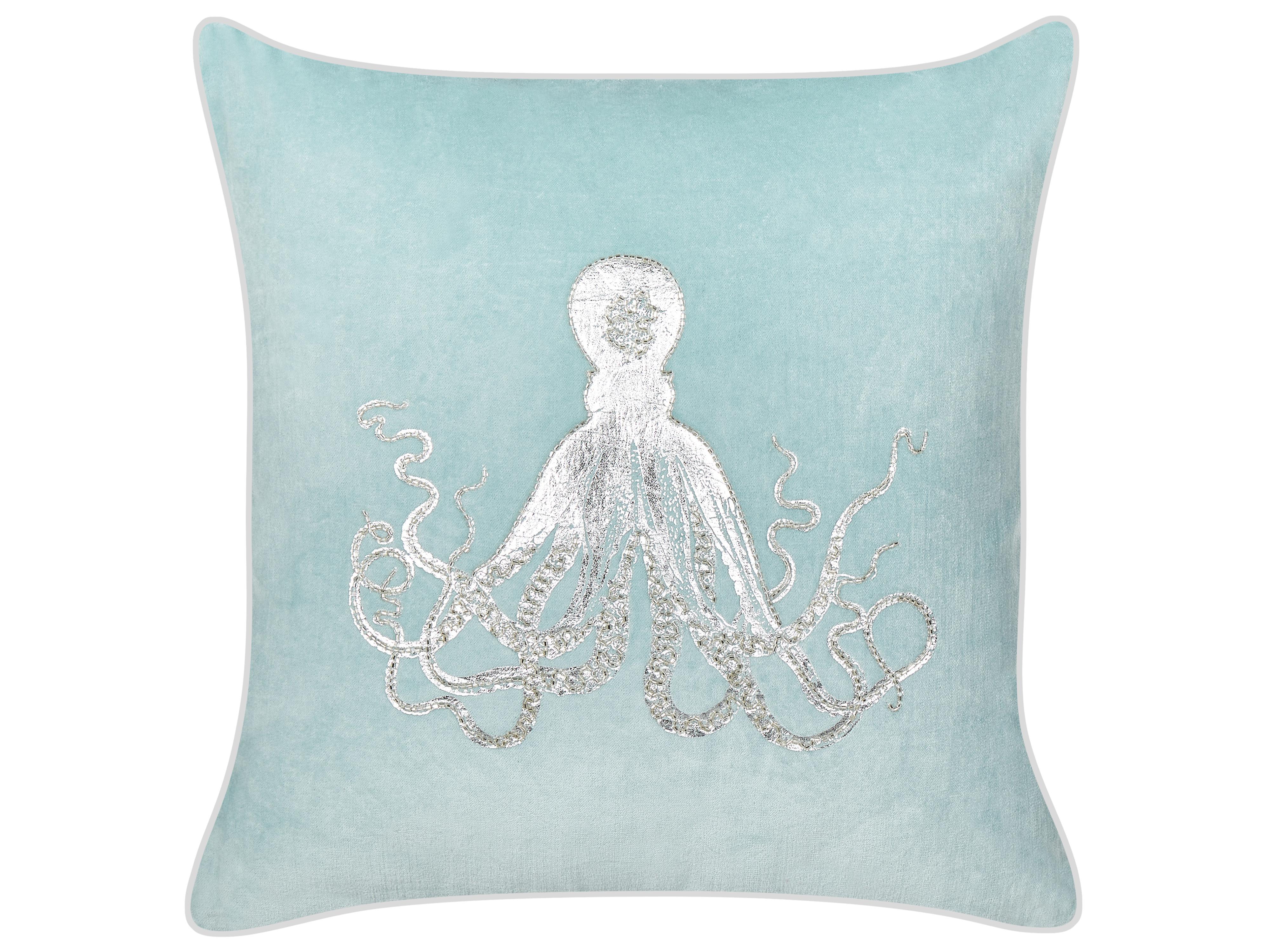 Set van 2 sierkussens LAMINARIA Fluweel 45 x 45 cm Lichtblauw dierenprint