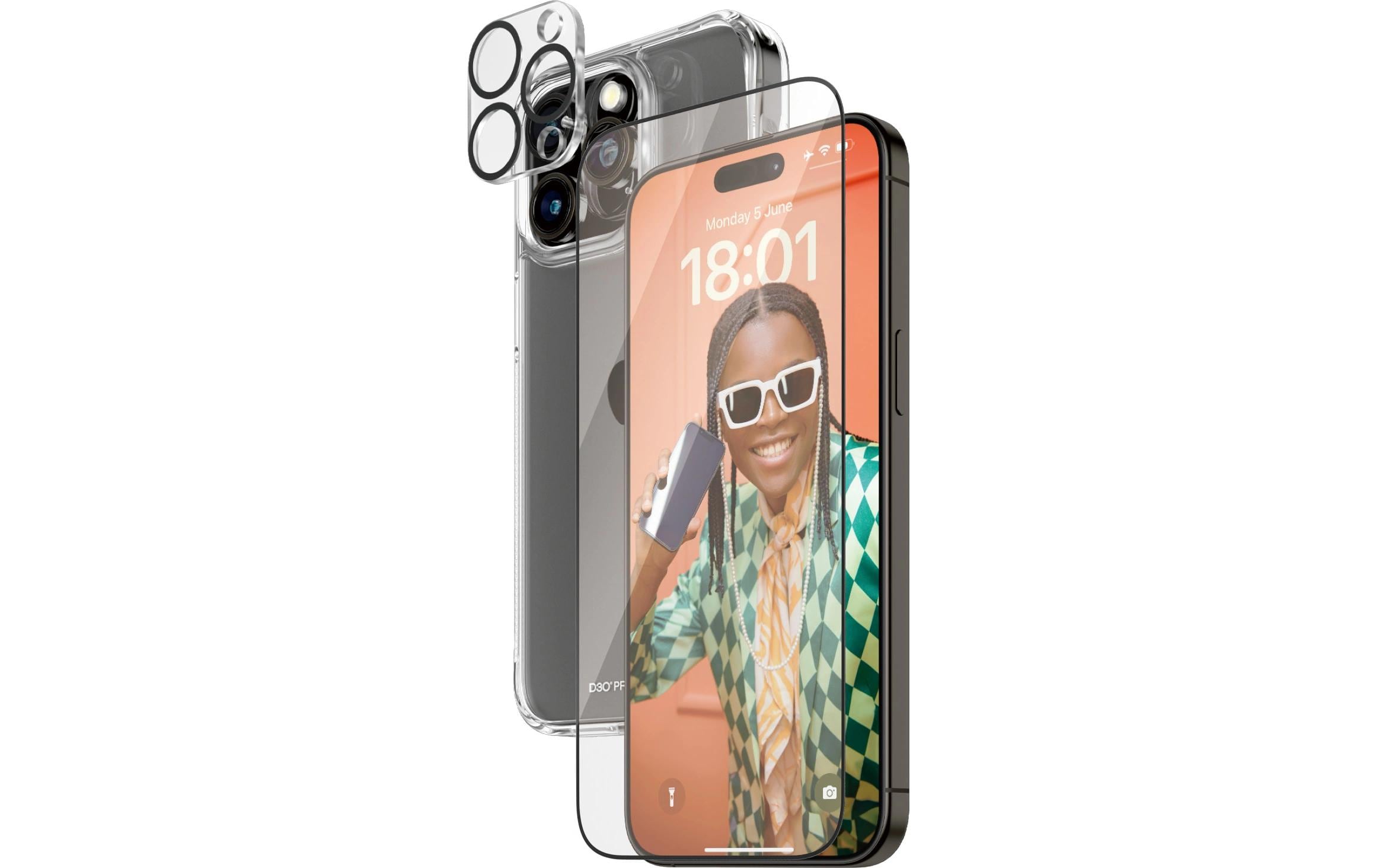 3-in-1 Bundle iPhone 15 Pro Max3-in-1 Set mit Bildschirmfolie, Schutzhülle und Kamera-Schutz für das Apple iPhone 15 Pro Max