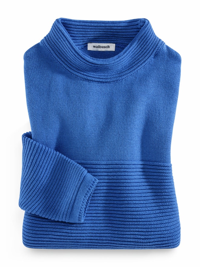 Kaminkragen-Pullover Querrippe