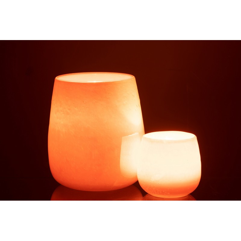 Vase ou photophore en verre orange rose 17x17x19cm