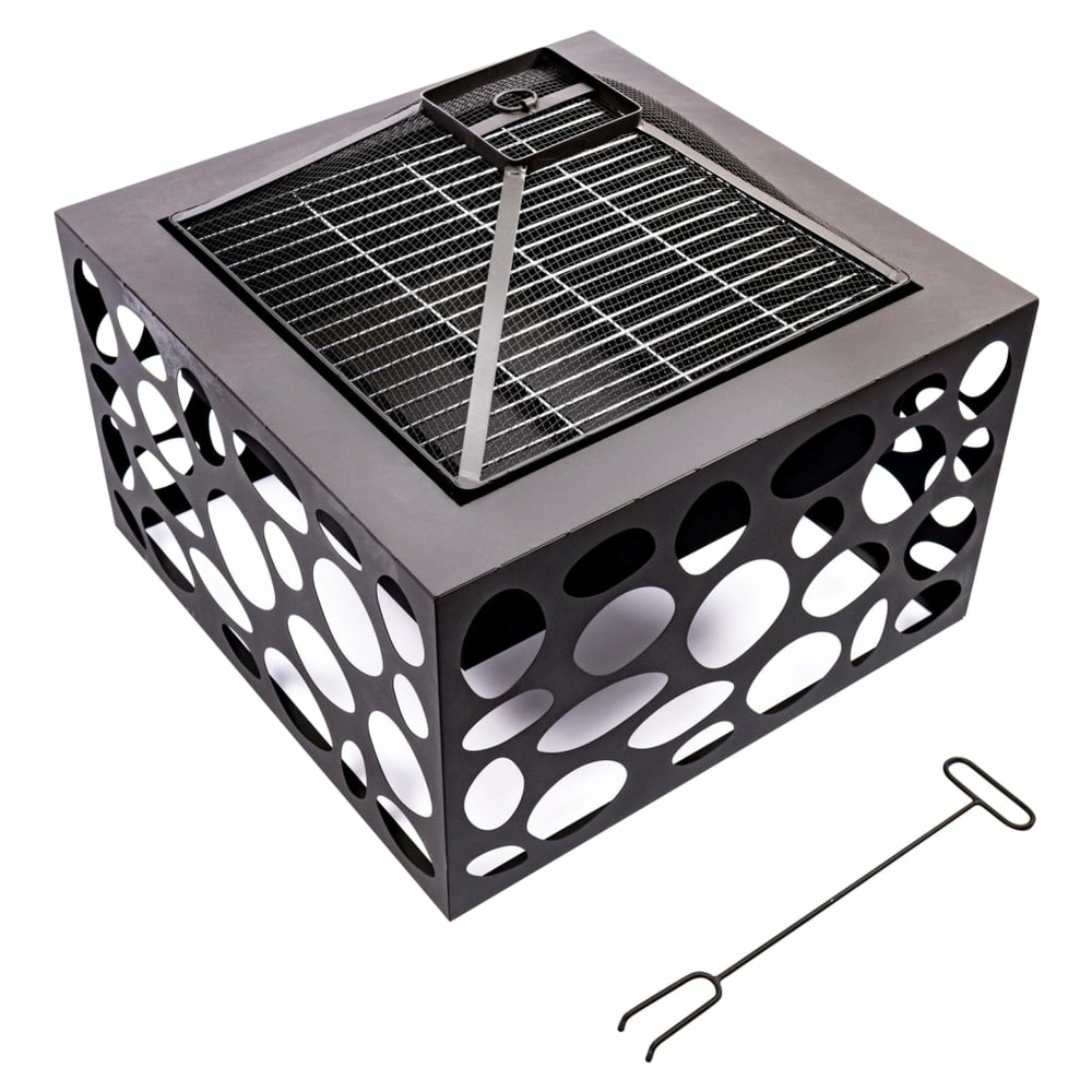 Foyer avec grille de barbecue mikor noir