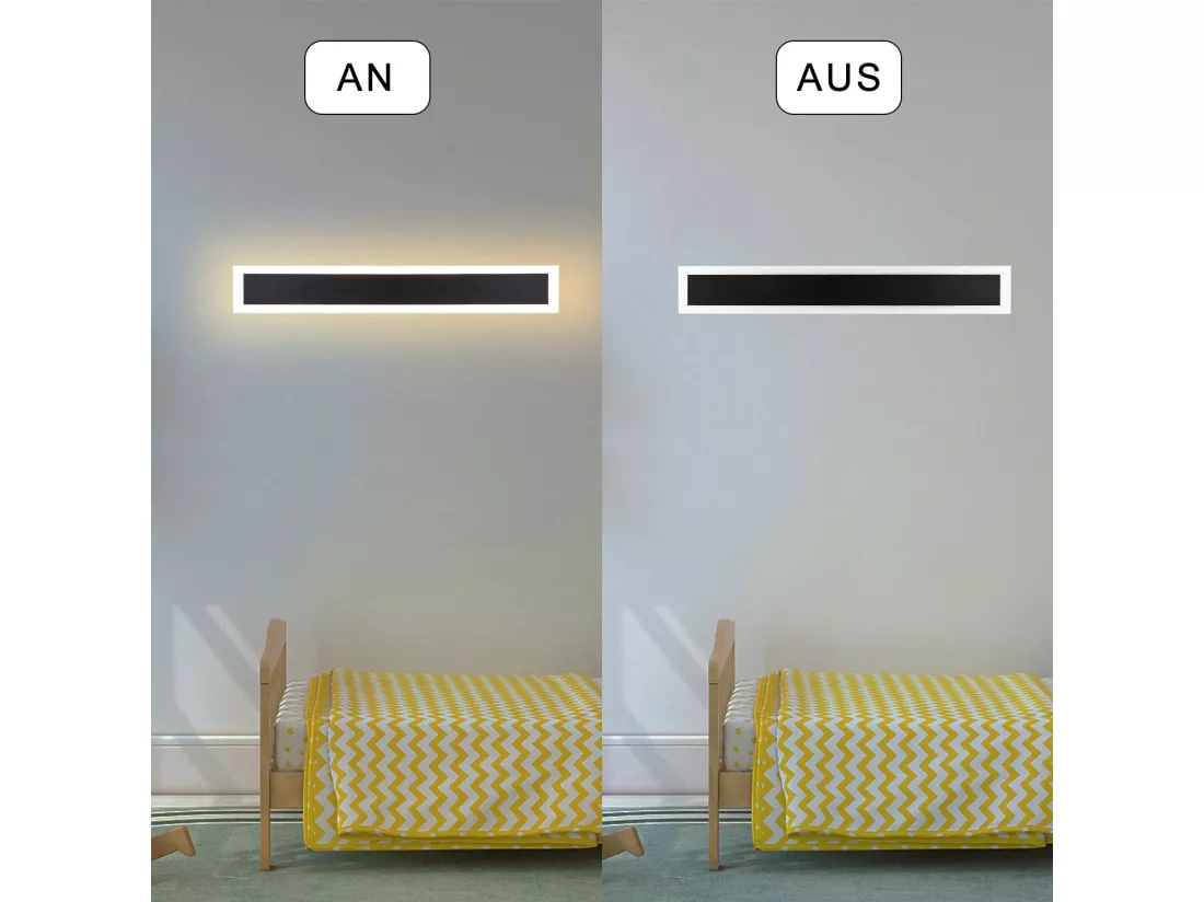 NETTLIFE Applique Extérieure LED : 50cm Applique Intérieure Longue 10W Applique Mur Noir 3000K Lampe Extérieure Moderne IP65