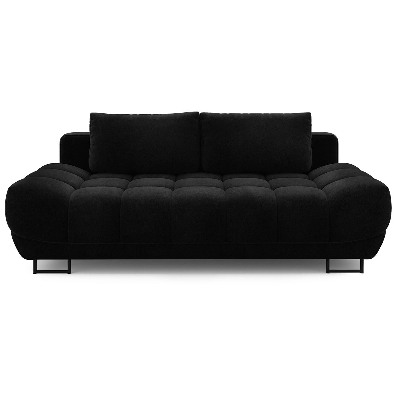 Windsor & Co Canapé Velours convertible avec Coffre de Rangement Cirrus noir - 215x112x90 cm