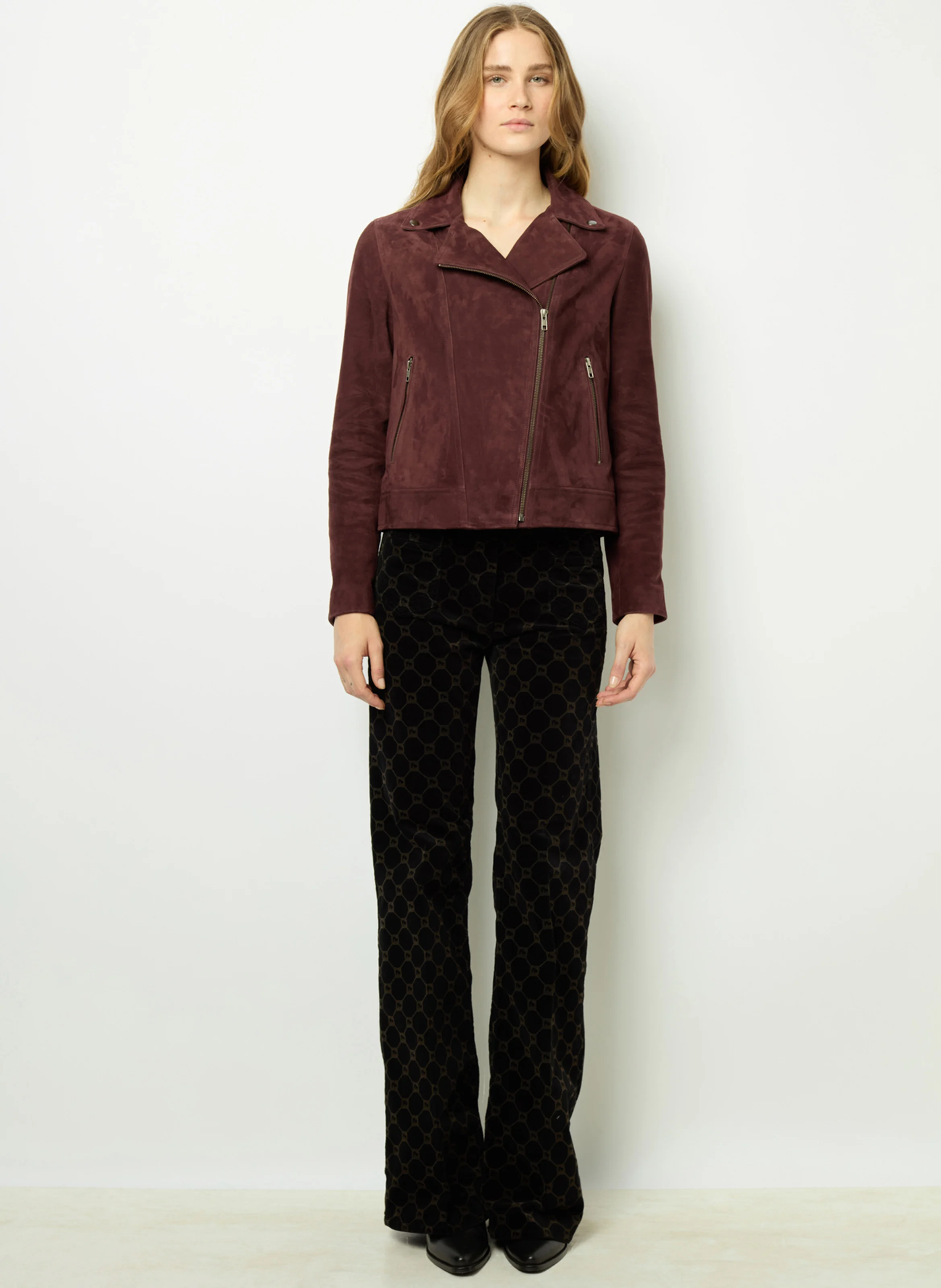 BERNARDE - Veste droite en cuir | Rouge