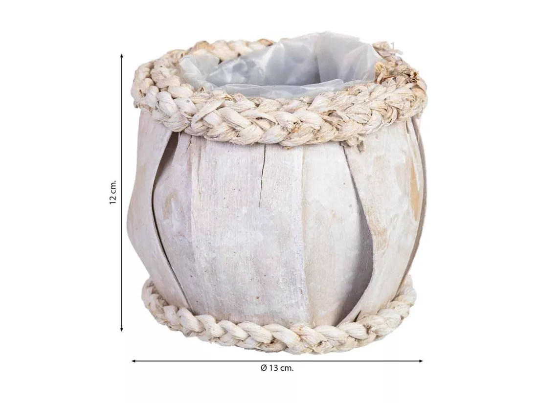 Panier rond en bois blanc 13x13x12h cm