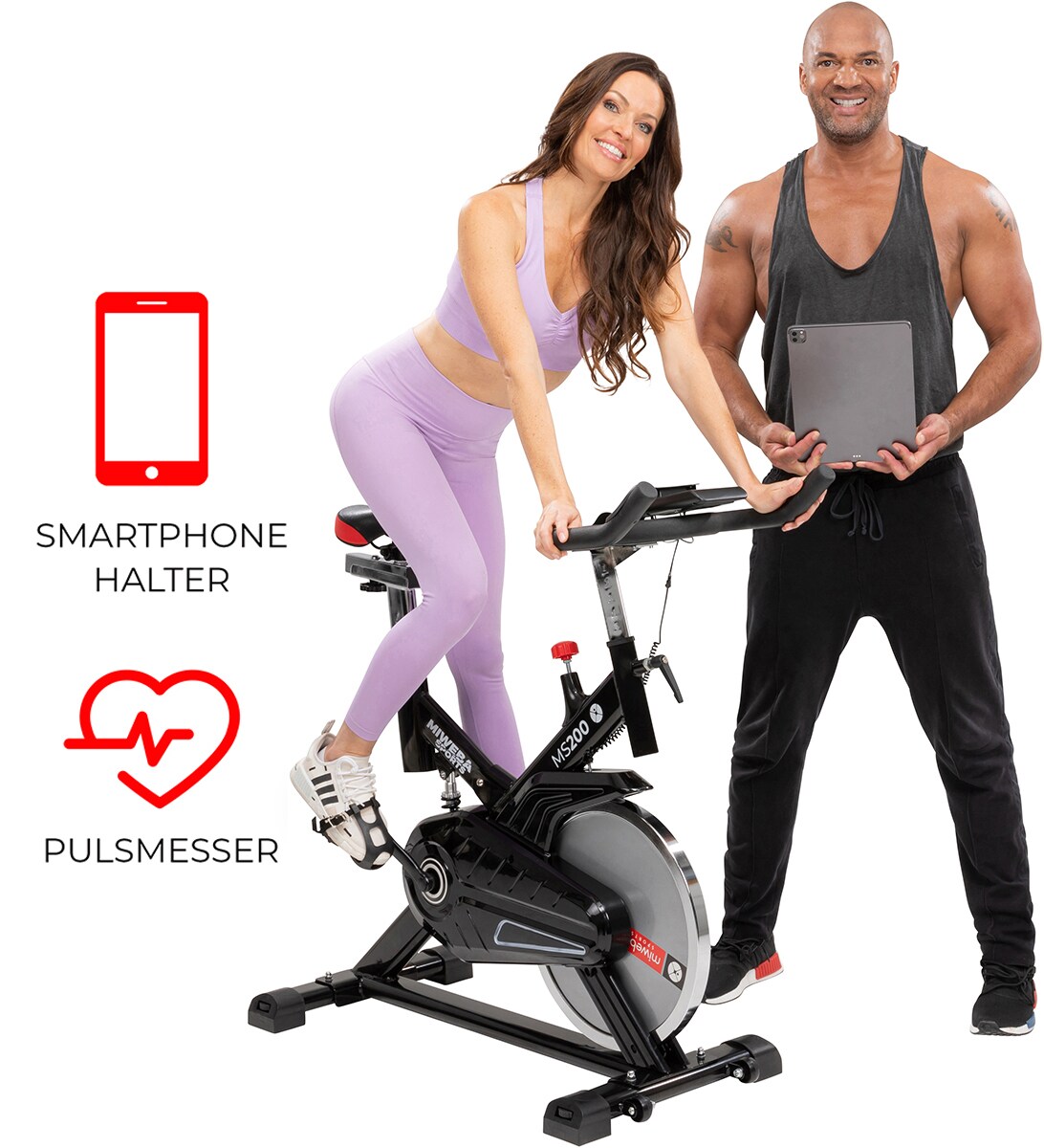 Miweba Sports Indoor Cycle MS200, 13 kg Schwungrad, für zuhause geeignet (Schwarz)