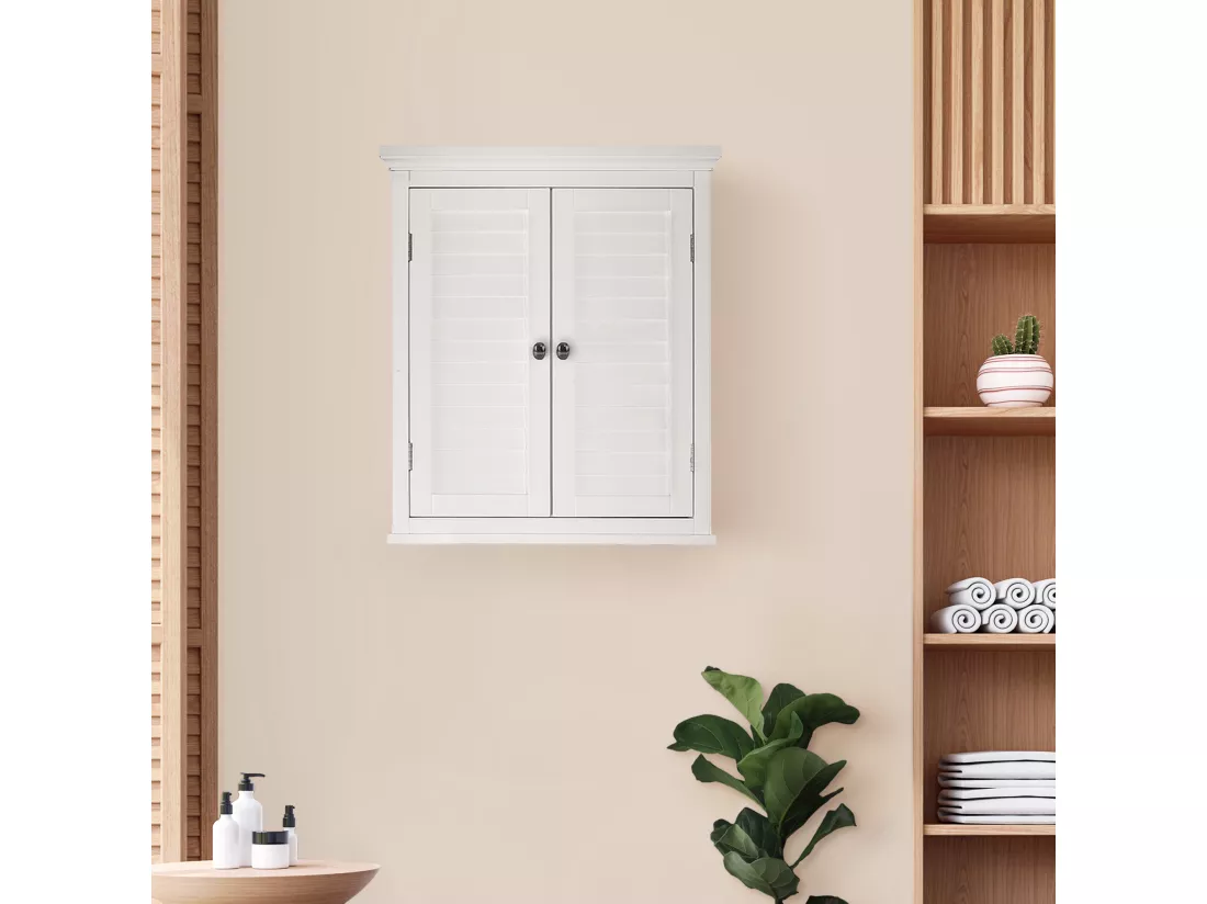 Placard de salle de bain mural armoire de toilette rangement blanc Glancy