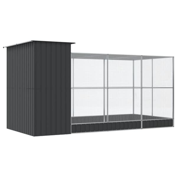 vidaXL Voliere med forlengelse sølv 416x203x216 cm stål