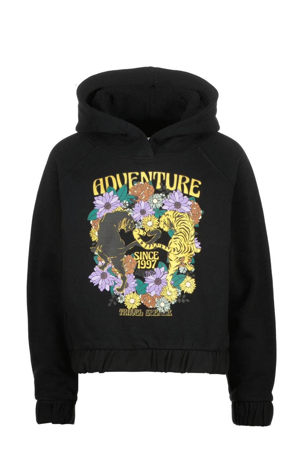 Vingino hoodie Nava met printopdruk zwart