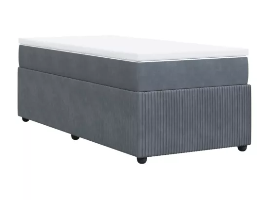 Sommier à lattes de lit et matelas Gris foncé 90x190 cm Velours