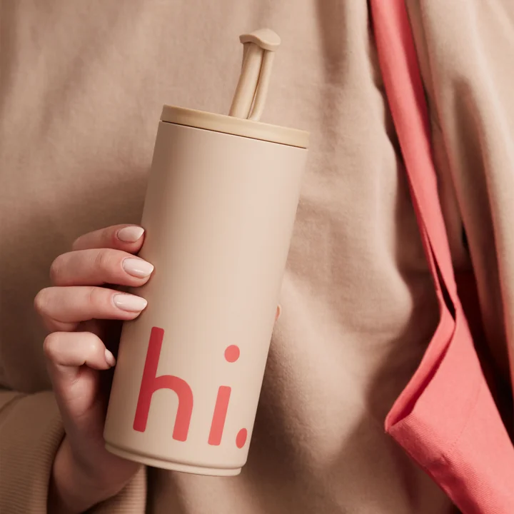 Design Letters - Hi Travel Trinkhalm-Becher, 0.5 l, cherry pink