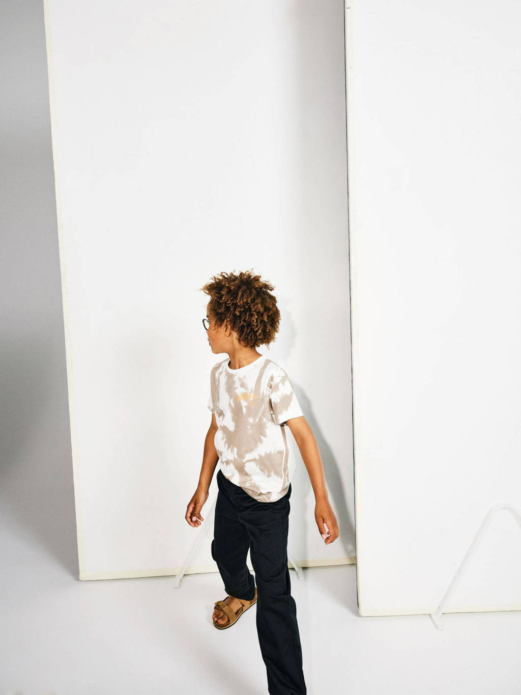 NAME IT T-shirt NKMDALIVER met all over print wit/zand