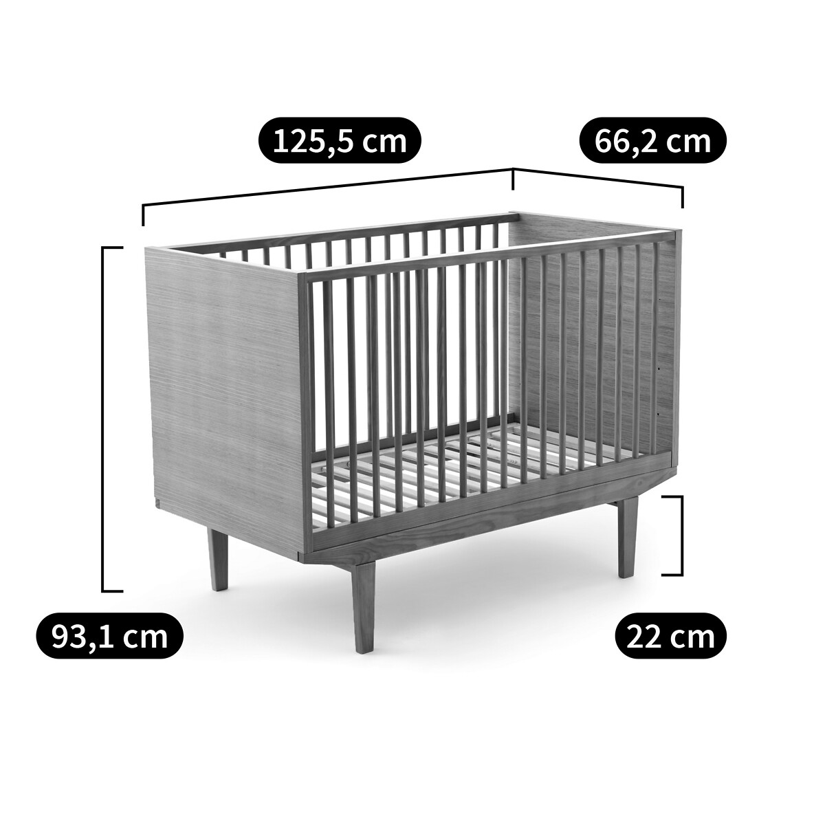 LA REDOUTE INTERIEURS<br>Cama de bebê com estrado de ripas ajustável, Elyo