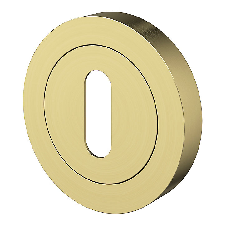 Rosace de fonction rond à visser à serrure GoodHome Duod effet laiton satin or Ø50mm