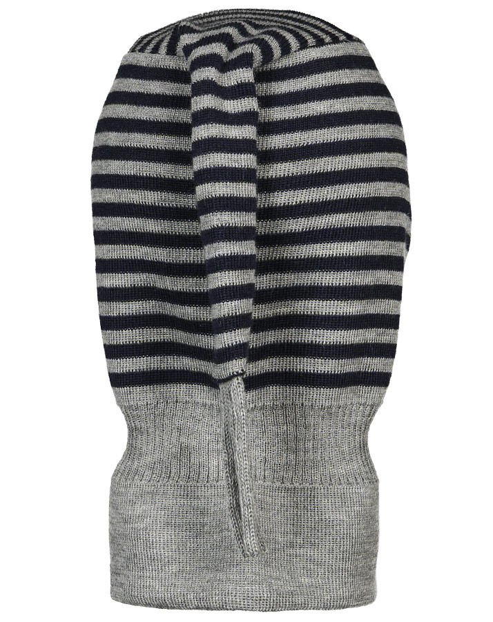 Woll-Schlupfmütze ANDI mit Zipfel doppellagig in grau melange/navy