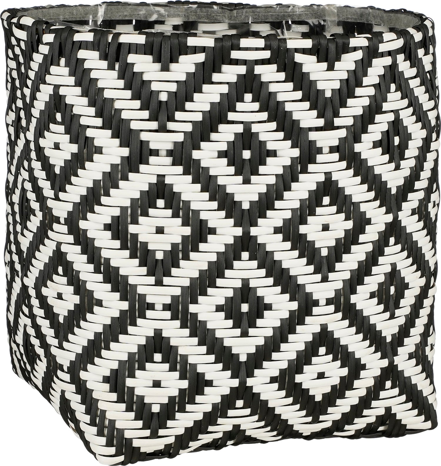 Mica Decorations plantenmand Merlijn zwart / wit 27 x 27 x 30 cm