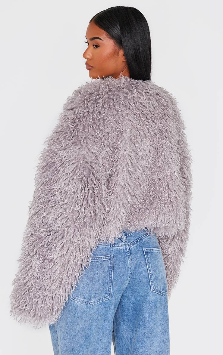 Gris Manteau Court En Synthétique