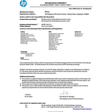 HP OfficeJet Pro 9730E All-in-One printer