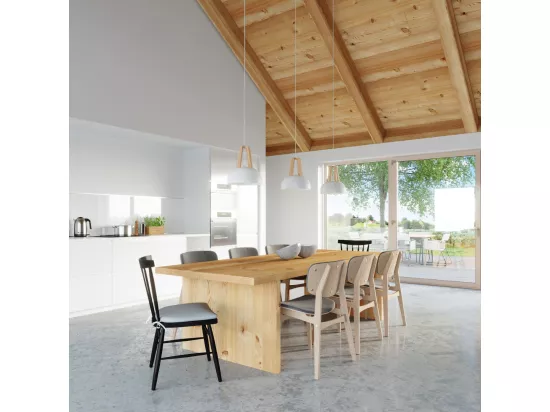 Sollux CASCO Plafonnier à 1 ampoule en forme de dôme blanc, bois naturel, E27