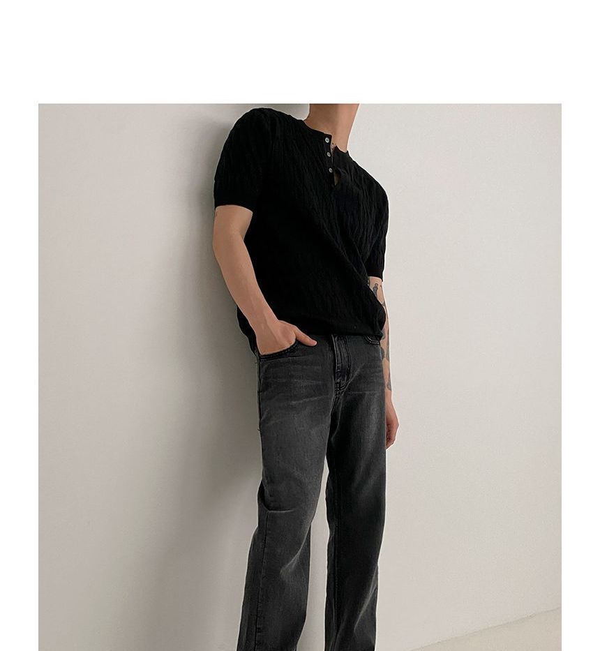 MRCYC - Henley-top met korte mouwen en kabelmotief