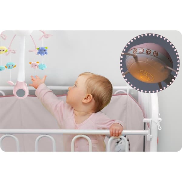 Musikkboks med projektor for sprinkelseng RK-813 rosa