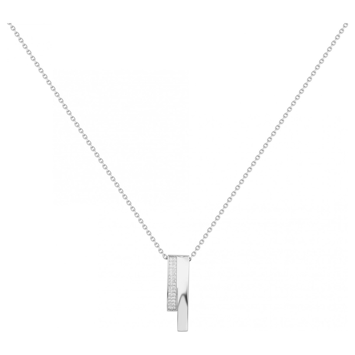 Collier mono-motif en Argent avec oxyde de zirconium blanc