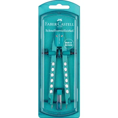 Faber-Castell Schnellverstellzirkel Factory Sparkle, 1 Stück, 3-fach sortiert