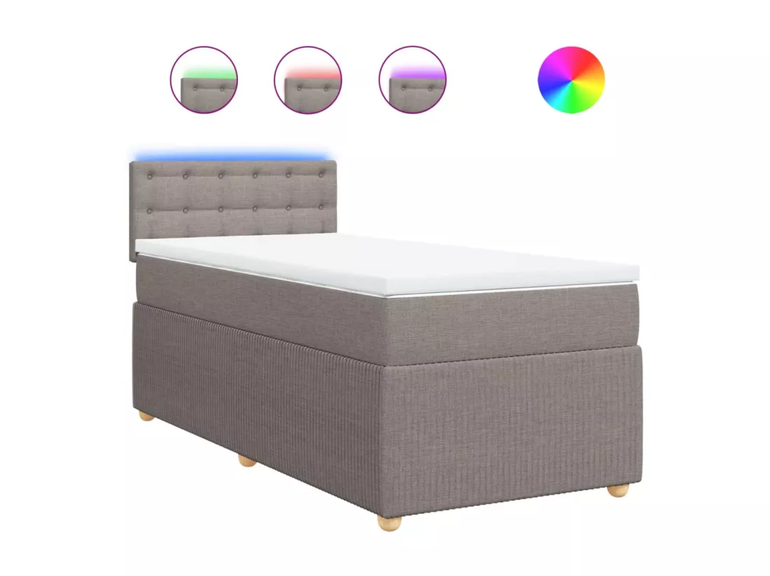 Sommier à lattes de lit avec matelas Taupe 90x190 cm Tissu