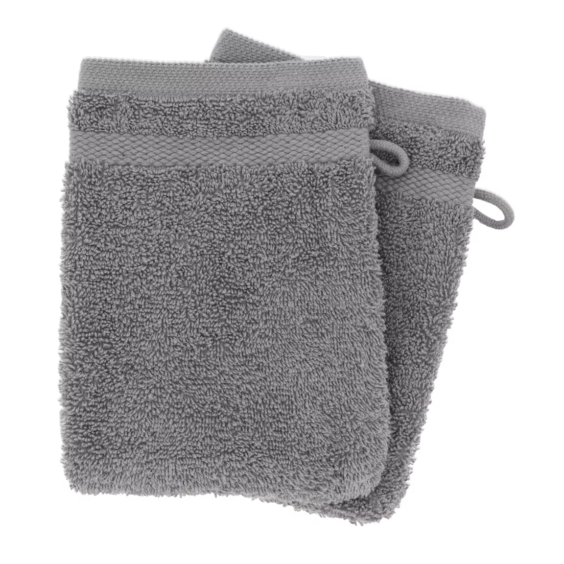 Lot de 2 gants de toilette coton (15 x 21 cm) Timeless Gris