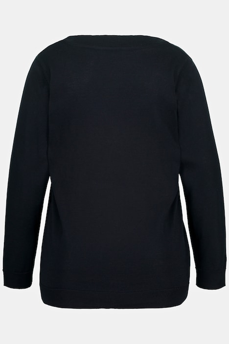 Pullover, V-Ausschnitt, Langarm, weicher Feinstrick