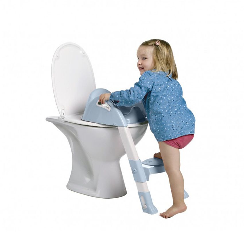 Réducteur de toilettes Kiddyloo - Fleur bleue/Blanc - Ecru