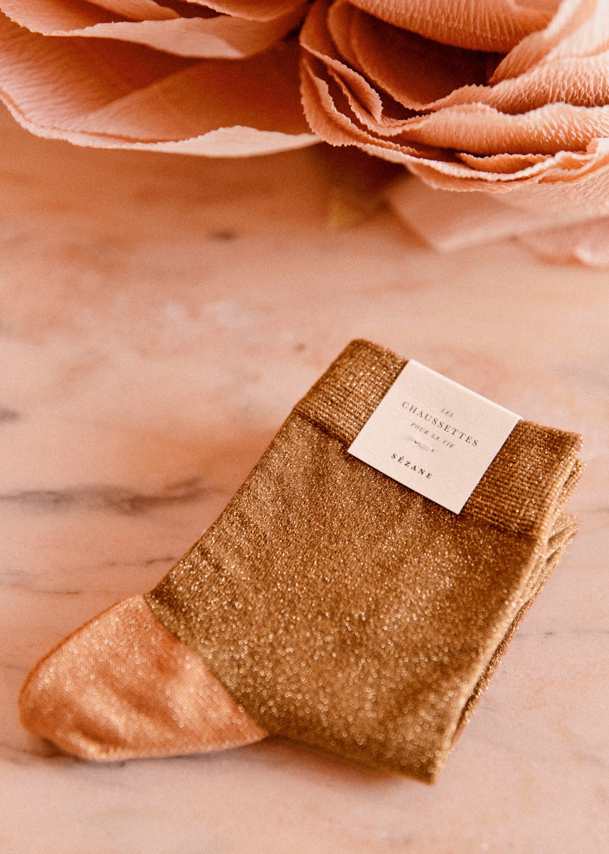 Chaussettes Lurex bicolores - Marron et saumon - SOULIERS/SOULIERS Mocassins 5906294