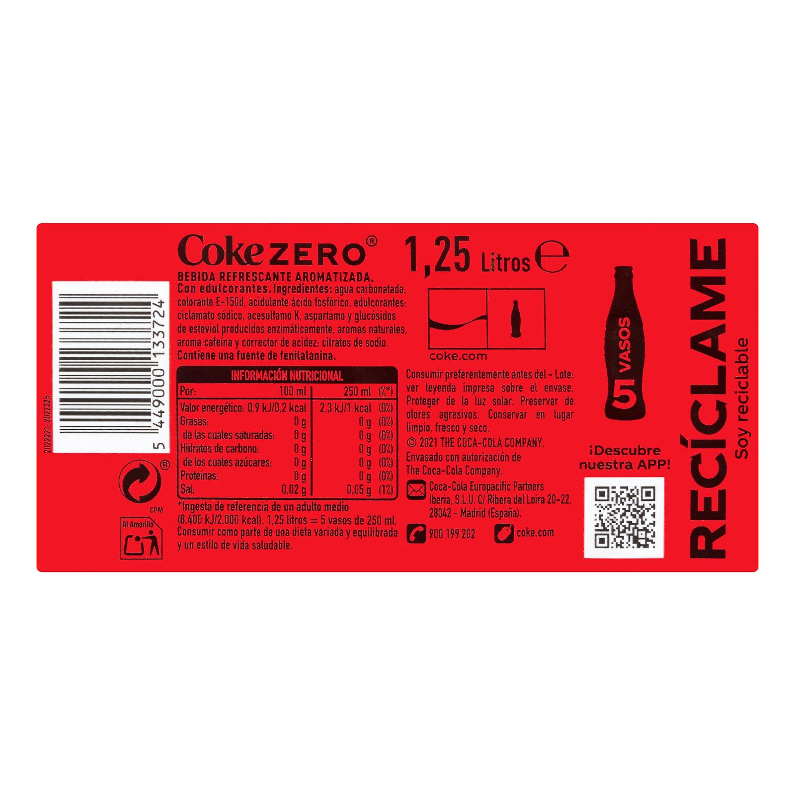 Boisson gazeuse Coca-Cola sans sucre